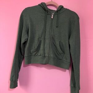 Hollister Green Cropped Hoodie